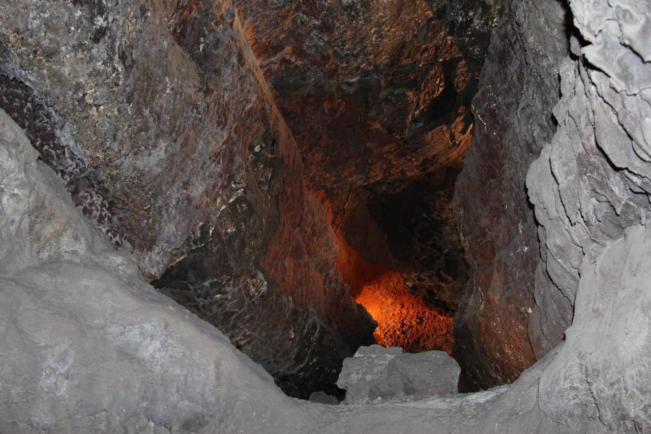 Inside the Cueva de los Verdes lava tube