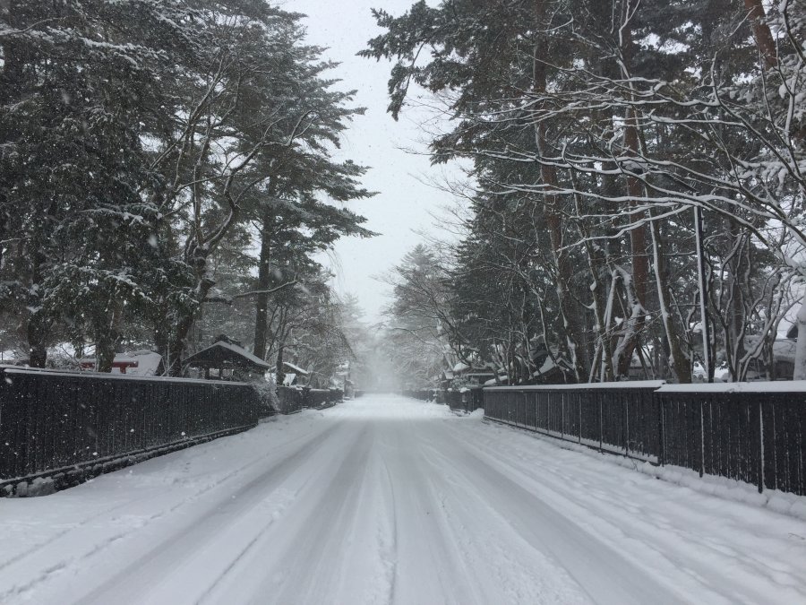 The samurai district (buke yashiki) of Kakunodate under snow